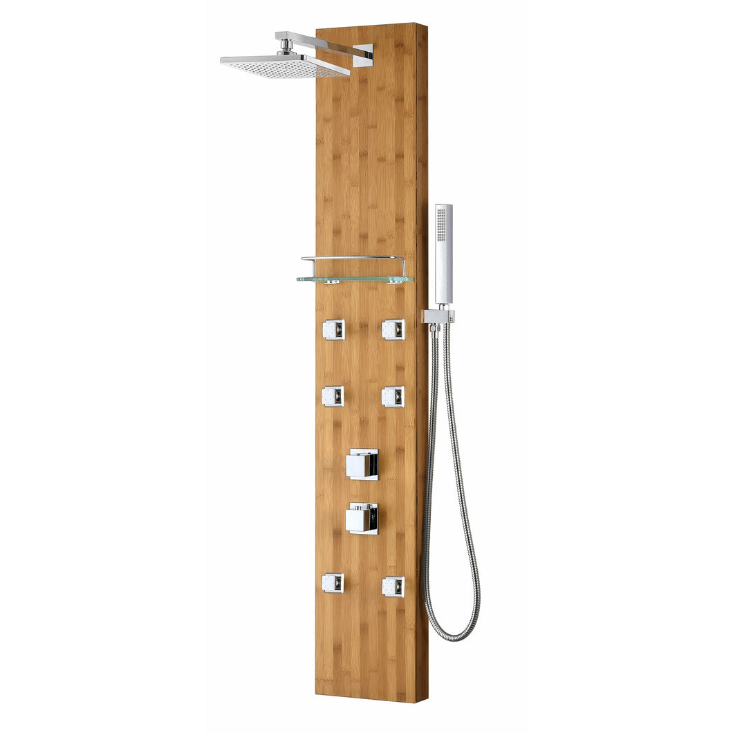 Mansion 60 in. Full Body Shower Panel with Heavy Rain Shower and Spray Wand in Natural Bamboo- Anzzi