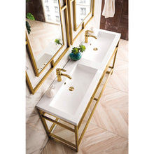 Load image into Gallery viewer, James Martin Boston 63&quot; Radiant Gold Stainless Steel Sink Console (Double Basins)