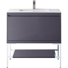 Load image into Gallery viewer, James Martin Milan 35.4&quot; Modern Grey - Glossy White Single Vanity- James Martin