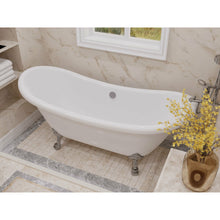 Load image into Gallery viewer, 69.29” Belissima Double Slipper Acrylic Claw Foot Tub in White- Anzzi