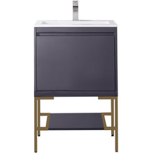 Load image into Gallery viewer, James Martin Milan 23.6&quot; Modern Grey Glossy - Radiant Gold Single Vanity with Base- James Martin