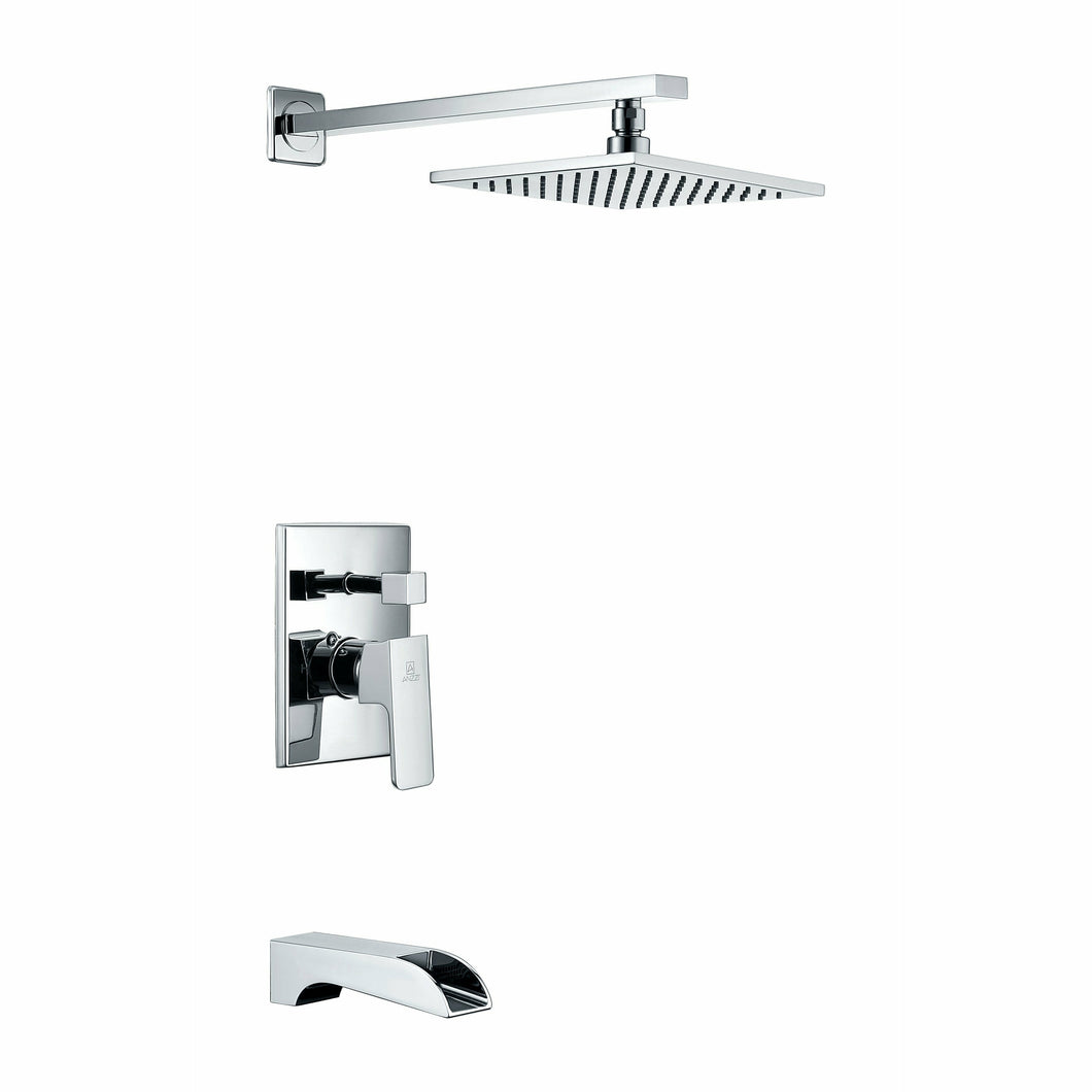Mezzo Series 1-Handle 1-Spray Tub and Shower Faucet in Polished Chrome- Anzzi