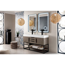 Load image into Gallery viewer, James Martin Columbia 59&quot; Ash Gray - Matte Black Double Vanity