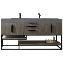 Load image into Gallery viewer, James Martin Columbia 72&quot; Ash Gray - Matte Black Double Vanity- James Martin