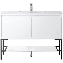 Load image into Gallery viewer, James Martin Milan 47.3&quot; Glossy White - Matte Black Single Vanity- James Martin