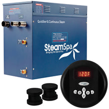 Load image into Gallery viewer, SteamSpa Oasis 12 KW QuickStart Acu-Steam Bath Generator Package in Matte Black- SteamSpa