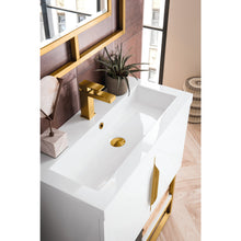 Load image into Gallery viewer, James Martin Columbia 31.5&quot; Glossy White - Radiant Gold Single Vanity