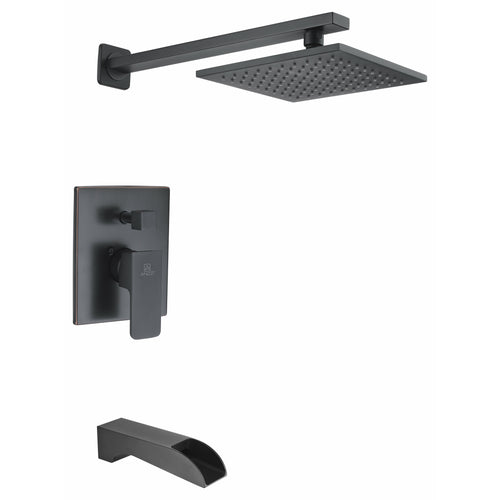 Mezzo Series 1-Handle 1-Spray Tub and Shower Faucet in Matte Black- Anzzi