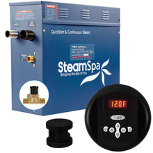 Load image into Gallery viewer, SteamSpa Oasis 6 KW QuickStart Acu-Steam Bath Generator Package with Built-in Auto Drain in Matte Black- SteamSpa