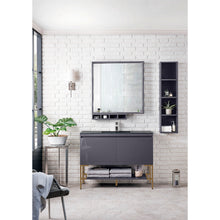 Load image into Gallery viewer, James Martin Milan 47.3&quot; Modern Grey Glossy - Radiant Gold Single Vanity