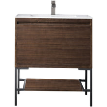 Load image into Gallery viewer, James Martin Milan 31.5&quot; Mid Century Walnut - Matte Black Single Vanity with Base- James Martin