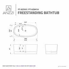 Load image into Gallery viewer, Bellentin 5.1 ft. Solid Surface Center Drain Freestanding Bathtub in Matte White- Anzzi