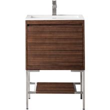 Load image into Gallery viewer, James Martin Milan 23.6&quot; Mid Century Walnut - Brushed Nickel Single Vanity with Base- James Martin