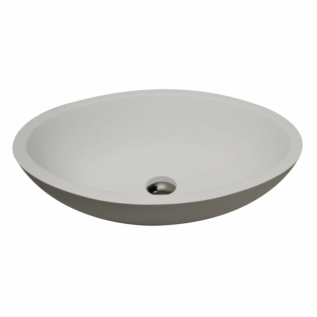 Maine 1-Piece Solid Surface Vessel Sink with Pop Up Drain in Matte White- Anzzi