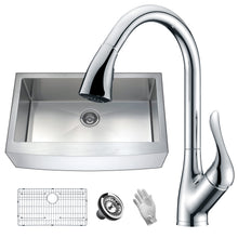 Load image into Gallery viewer, Elysian Farmhouse 36 in. Single Bowl Kitchen Sink with Faucet in Polished Chrome- Anzzi