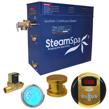 Load image into Gallery viewer, SteamSpa Indulgence 9 KW QuickStart Acu-Steam Bath Generator Package with Built-in Auto Drain in Polished Gold- SteamSpa