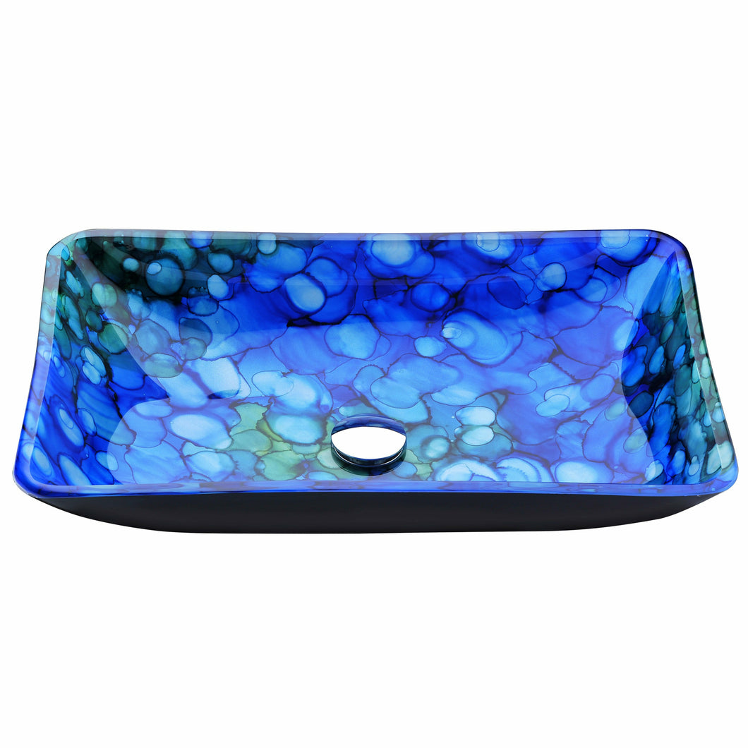Voce Series Deco-Glass Vessel Sink in Lustrous Blue- Anzzi