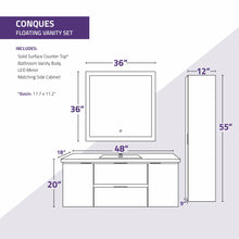 Load image into Gallery viewer, 48 in. W x 20 in. H x 18 in. D Bath Vanity Set in Dark Brown with Vanity Top in White with White Basin and Mirror- Anzzi