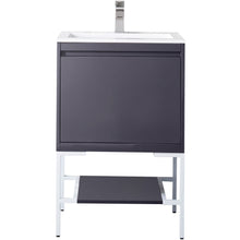 Load image into Gallery viewer, James Martin Milan 23.6&quot; Modern Grey Glossy - Glossy White Single Vanity with Base- James Martin