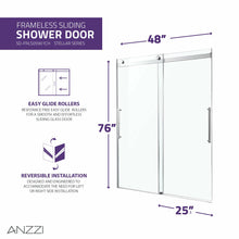 Load image into Gallery viewer, Stellar Series 48 in. x 76 in. Frameless Sliding Shower Door with Handle in Chrome- Anzzi