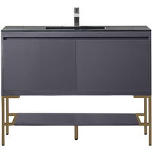 Load image into Gallery viewer, James Martin Milan 47.3&quot; Modern Grey Glossy - Radiant Gold Single Vanity- James Martin