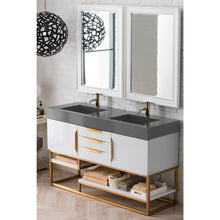 Load image into Gallery viewer, James Martin Columbia 59&quot; Glossy White - Radiant Gold Double Vanity