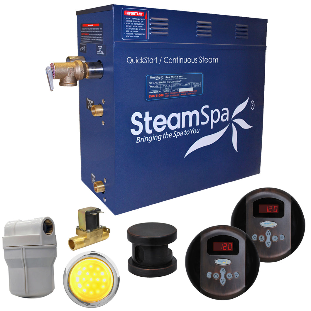SteamSpa Royal 6 KW QuickStart Acu-Steam Bath Generator Package with Built-in Auto Drain in Oil Rubbed Bronze- SteamSpa