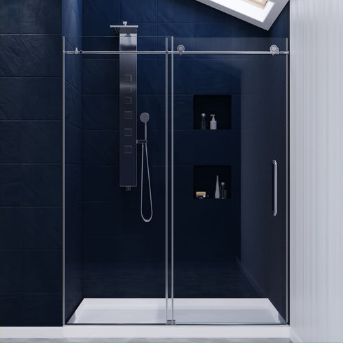 Madam Series 60 in. by 76 in. Frameless Sliding Shower Door in Chrome with Handle- Anzzi