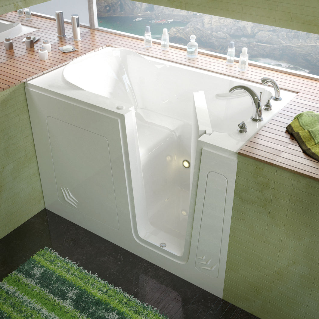 MediTub Walk-In 30 x 54 Right Drain White Soaking Walk-In Bathtub- Meditub