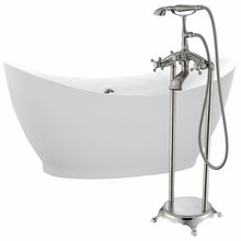 Load image into Gallery viewer, Reginald 68 in. Acrylic Soaking Bathtub in White with Tugela Faucet in Brushed Nickel- Anzzi