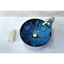 Load image into Gallery viewer, Key Series Deco-Glass Vessel Sink in Lustrous Blue and Black- Anzzi