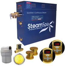 Load image into Gallery viewer, SteamSpa Royal 12 KW QuickStart Acu-Steam Bath Generator Package with Built-in Auto Drain in Polished Gold- SteamSpa