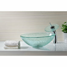 Load image into Gallery viewer, Choir Series Deco-Glass Vessel Sink in Crystal Clear Mosaic with Matching Chrome Waterfall Faucet- Anzzi