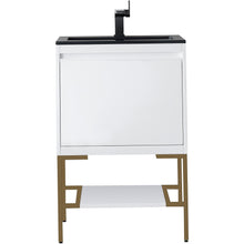 Load image into Gallery viewer, James Martin Milan 23.6&quot; Glossy White - Radiant Gold Single Vanity with Base- James Martin