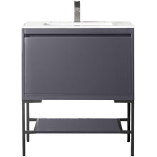 Load image into Gallery viewer, James Martin Milan 31.5&quot; Modern Grey - Matte Black Single Vanity with Base- James Martin