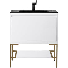 Load image into Gallery viewer, James Martin Milan 31.5&quot; Glossy White - Radiant Gold Single Vanity with Base- James Martin