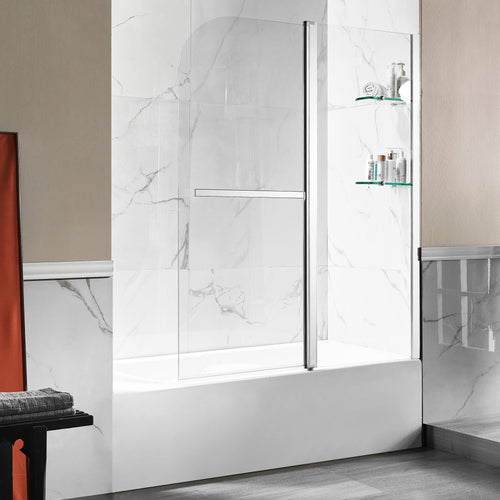 Anzzi 5 ft. Acrylic Right Drain Rectangle Tub in White With 48 in. x 58 in. Frameless Tub Door in Polished Chrome- Anzzi