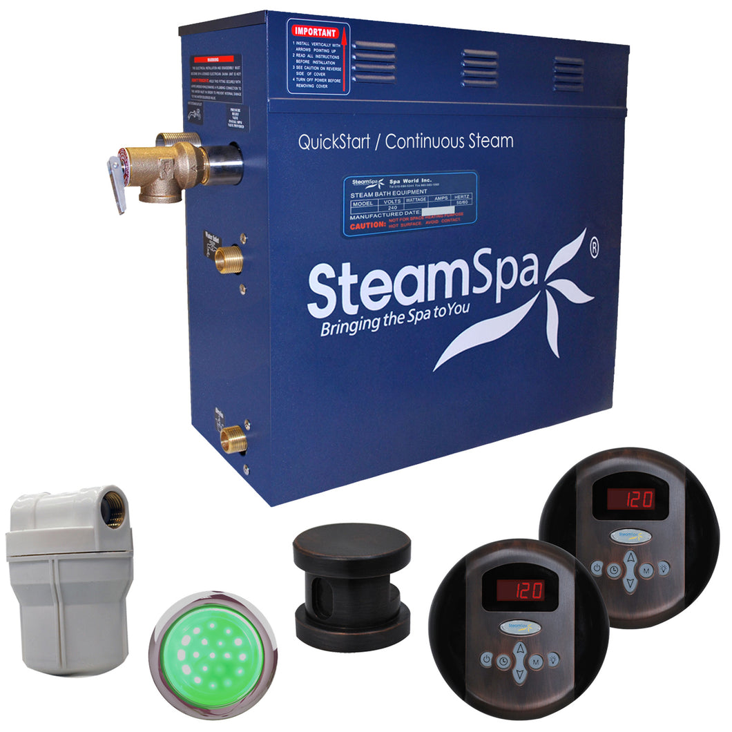 SteamSpa Royal 6 KW QuickStart Acu-Steam Bath Generator Package in Oil Rubbed Bronze- SteamSpa