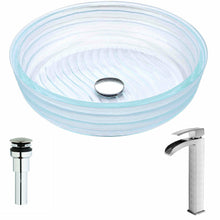 Load image into Gallery viewer, Canta Series Deco-Glass Vessel Sink in Lustrous Translucent Crystal with Key Faucet in Polished Chrome- Anzzi