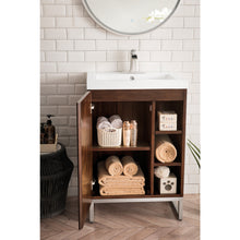 Load image into Gallery viewer, James Martin Alicante&#39; 24&quot; Mid Century Acacia-Brushed Nickel Single Vanity Cabinet