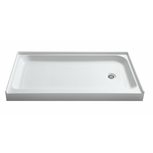Tier 36 x 60  in. Right Drain Single Threshold Shower Base in White- Anzzi
