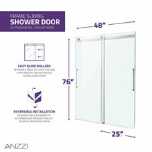 Load image into Gallery viewer, Stellar Series 48 in. x 76 in. Frameless Sliding Shower Door with Handle in Brushed Nickel- Anzzi