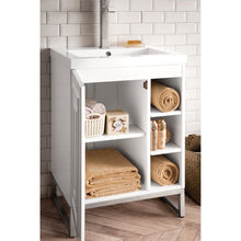 Load image into Gallery viewer, James Martin Alicante&#39; 24&quot; Glossy White-Brushed Nickel Single Vanity Cabinet