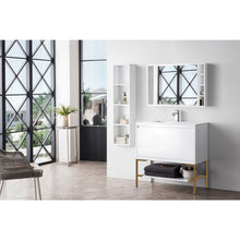 Load image into Gallery viewer, James Martin Milan 35.4&quot; Glossy White - Radiant Gold Single Vanity