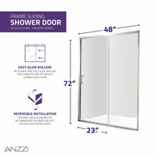 Load image into Gallery viewer, Halberd 48 in. x 72 in. Framed Shower Door with TSUNAMI GUARD in Brushed Nickel- Anzzi