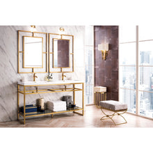 Load image into Gallery viewer, James Martin Boston 63&quot; Radiant Gold Stainless Steel Sink Console (Double Basins)