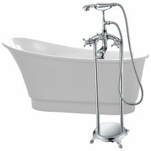 Load image into Gallery viewer, Prima 67 in. Acrylic Flatbottom Non-Whirlpool Bathtub in White with Tugela Faucet in Polished Chrome- Anzzi