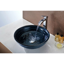 Load image into Gallery viewer, Rongomae Series Deco-Glass Vessel Sink in Coiled Blue- Anzzi