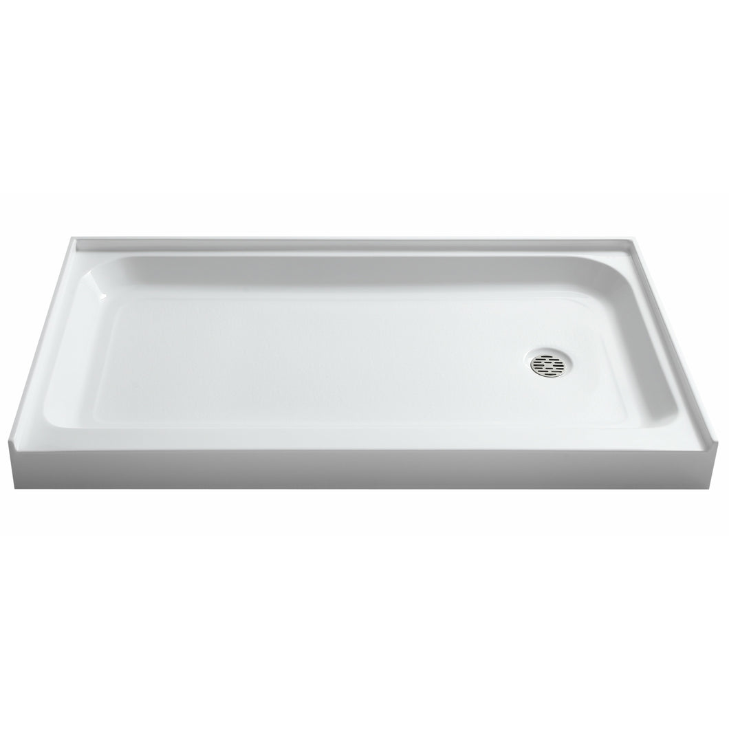 Tier 32 x 60  in. Right Drain Single Threshold Shower Base in White- Anzzi