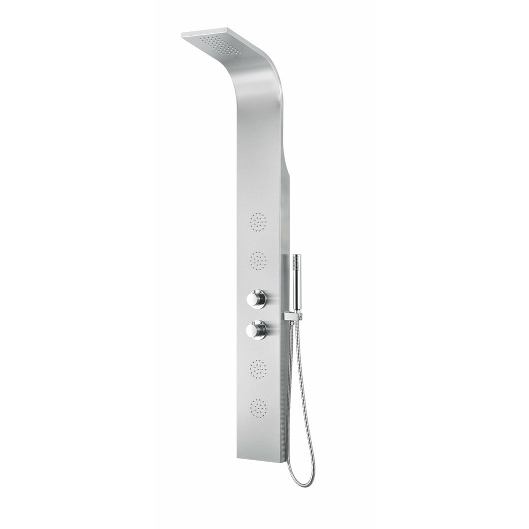 Mayor 64 in. Full Body Shower Panel with Heavy Rain Shower and Spray Wand in Brushed Steel- Anzzi